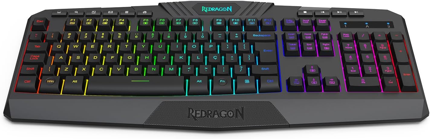 TECLADO MEMBRANA GAMER REDRAGON HARPE WIRELESS PRETO