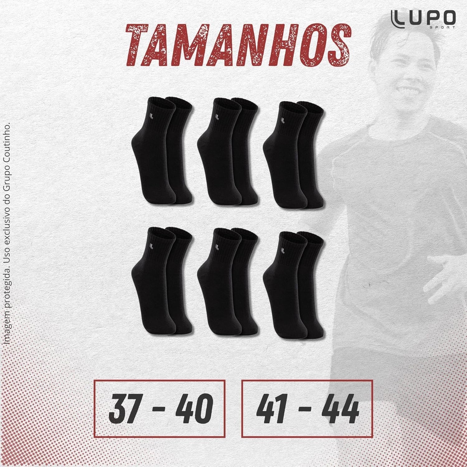 Kit 6 Pares Meias Lupo 3245 Cano Médio Algodão - Sortido