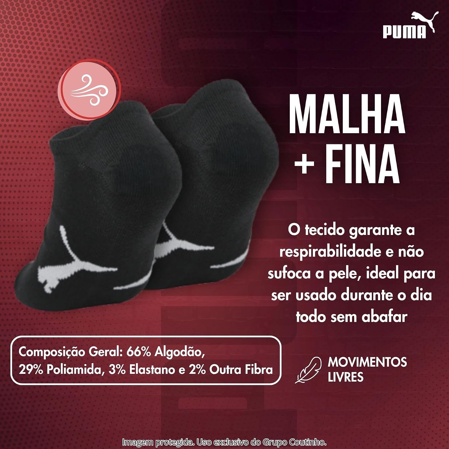 Kit 9 Pares Meia Puma Invisível Soquete Sapatilha Respirável Original