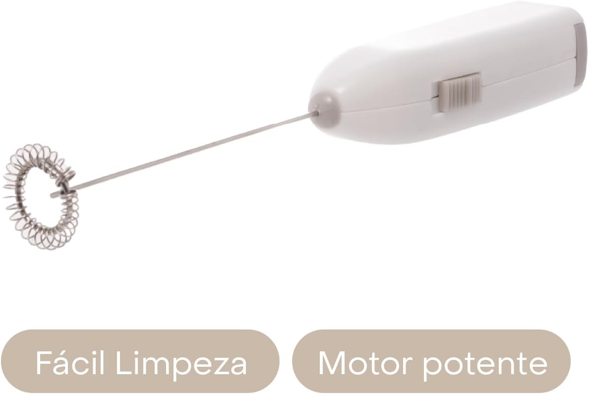 LYOR - Mini Mixer Misturador Elétrico para Bebidas - Inox e Plástico Branco - Eficiente e Compacto para Batidas e Misturas Rápidas
