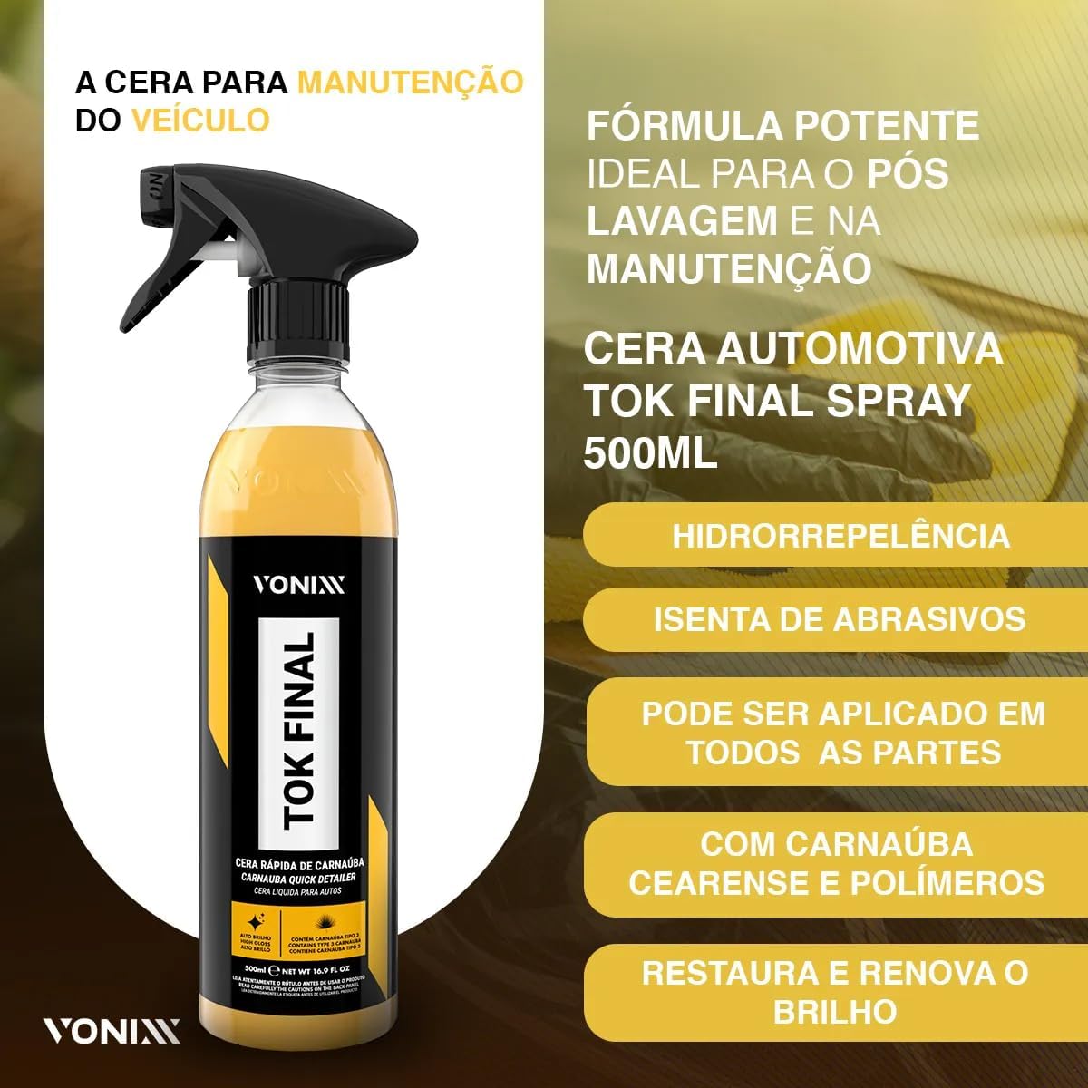 Limpeza Automotiva Completa Shampoo V-floc Revitalizador Intense Cera Tok Final Limpador Sintra Fast Pano Vonixx