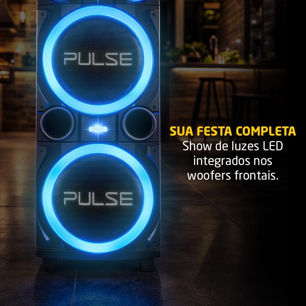 Pulse SP518 Bluetooth Torre de Som, Preto, 2000W RMS, Bivolt