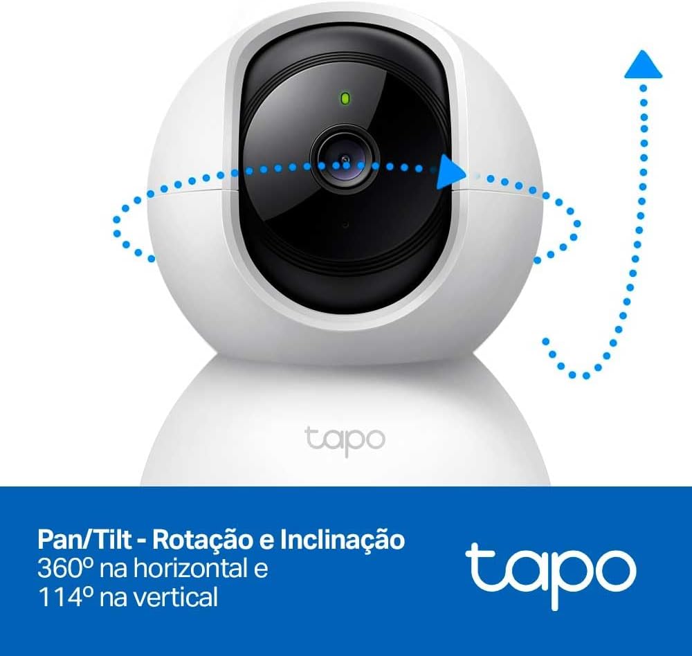 TP-Link Tapo C200, Camera de Segurança Wi-Fi 360º, 1080p Full HD, Visão Noturna, Audio de duas vias, Detecção de Movimentos, Trabalha com Alexa, 512G, Armazenamento na Nuvem