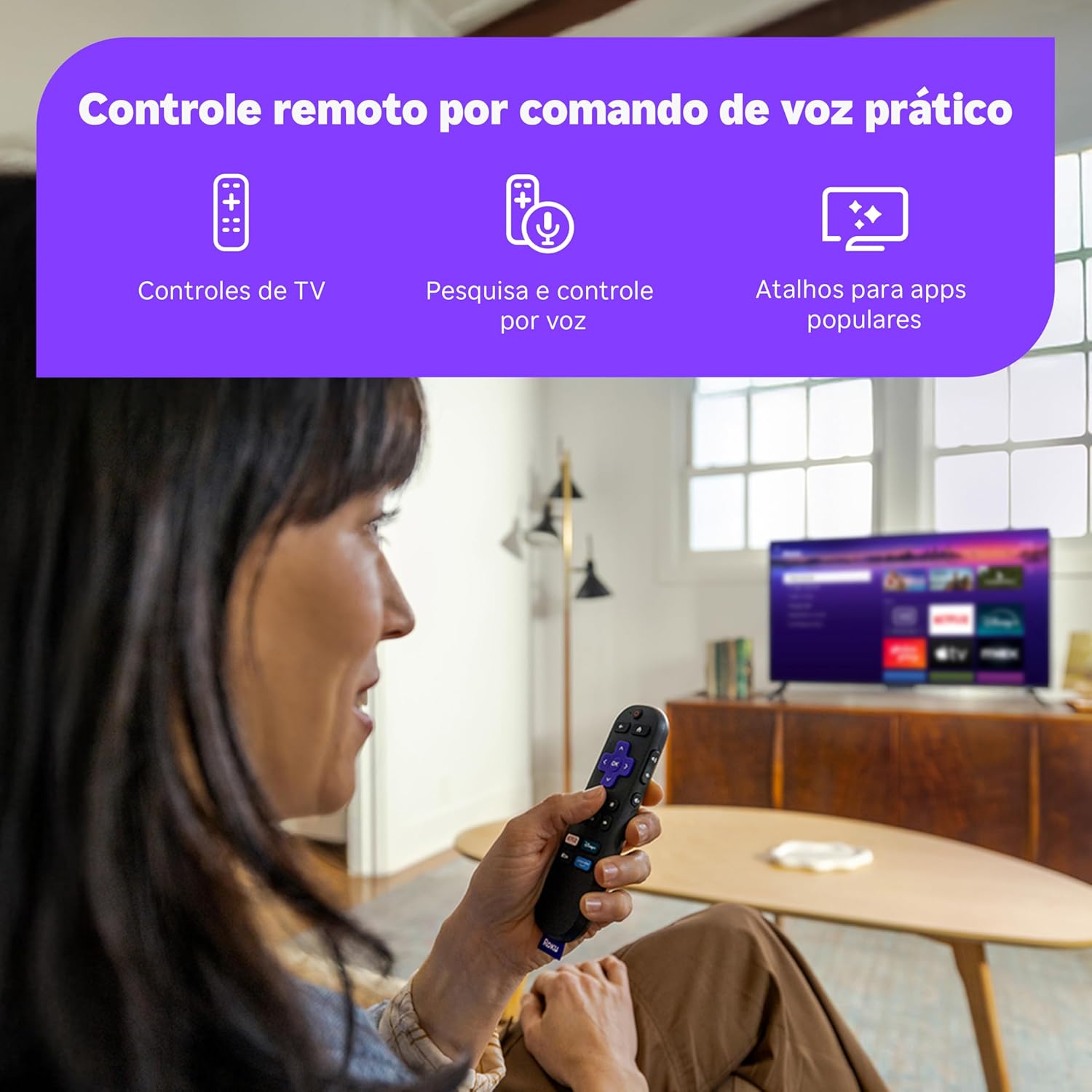 Roku Streaming Stick HD 2025 | Dispositivo de streaming para TV HD/FHD com controle remoto por comando de voz compatível com Alexa, Siri e Google