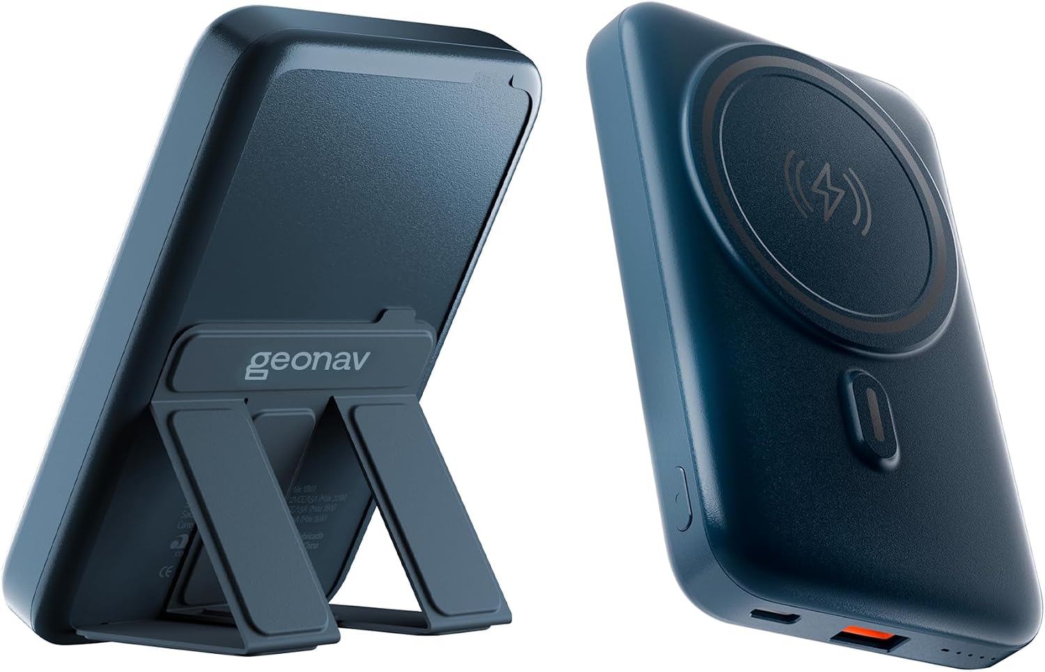 Geonav Power Bank, Carregador Portátil Universal por Indução 10.000mAh, Carregamento rápido*, Suporte Dobrável, Compatível com MagSafe®, PB10MAGSG, Cinza