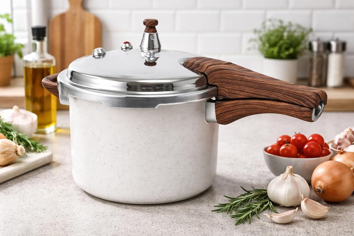 Panela De Pressão Indução Com Revestimento Antiaderente Tuut 4,2l (Cream)