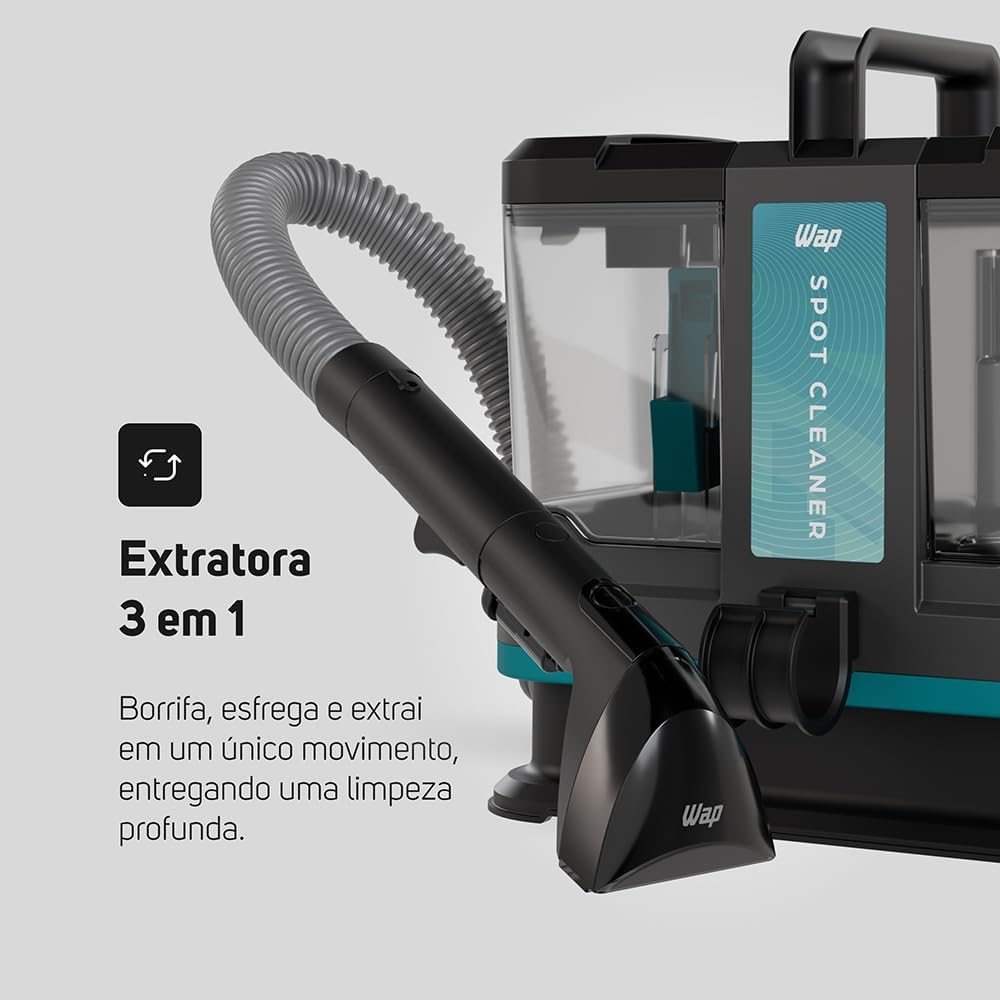 WAP Extratora e Higienizadora 3 em 1 WAP SPOT CLEANER W4 1650W Leve Compacta Alcance de 6 Metros Com 3 Acessórios (110, Volts)