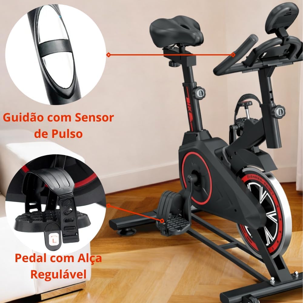 Bicicleta Ergométrica Bike Spinning para Treino em Casa e Academia, Silenciosa, Ajustável e Confortável, Ideal para Cardio e Emagrecimento – Linha Fitness Premium