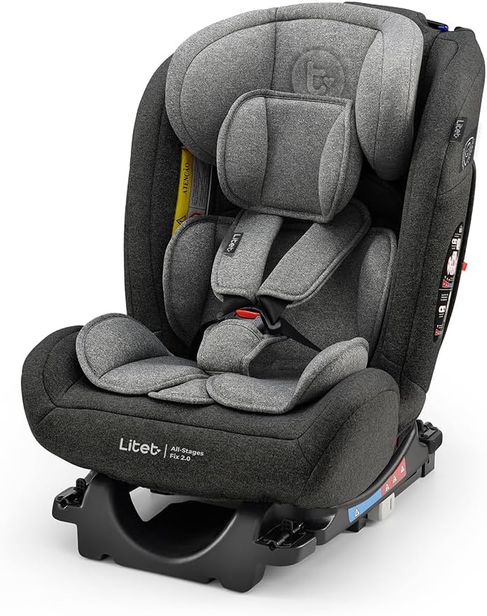 Cadeira para Auto 0-36Kg Isofix Litet All Stages Fix 2.0 Preta e Cinza - BB452