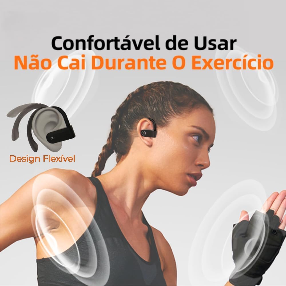 Fone de Ouvido, Bluetooth 5.4, IPX5 à Prova D'Água, 45h de Bateria, Com Microfone Embutido. Design Esportivo e Ergonômico, Ideal Para Corridas, Atividades Físicas, Videogame, IPhone e Android