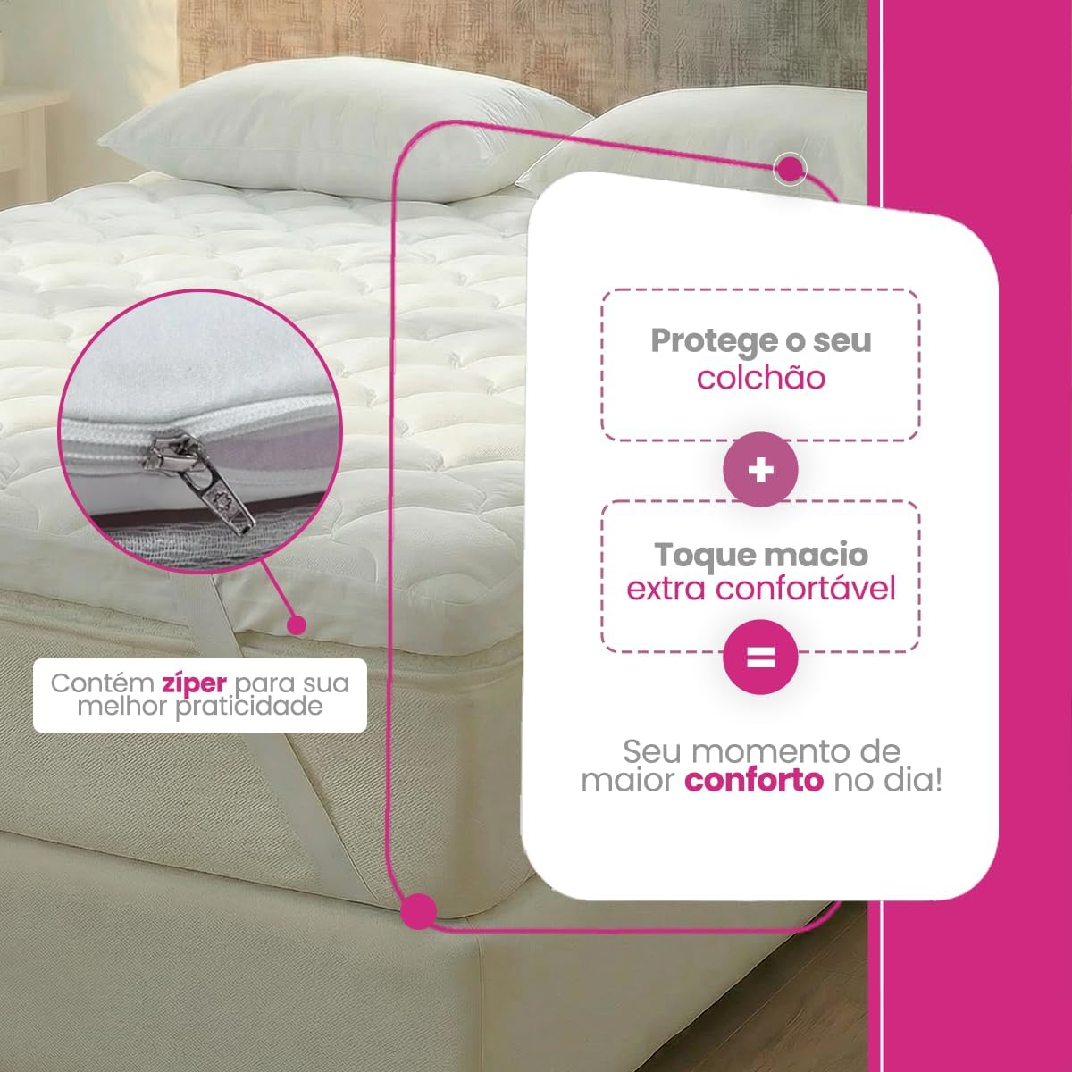 Pillow Top Ortobom Premium Conforto de Hotel em Casa Capa Lavável (Queen)