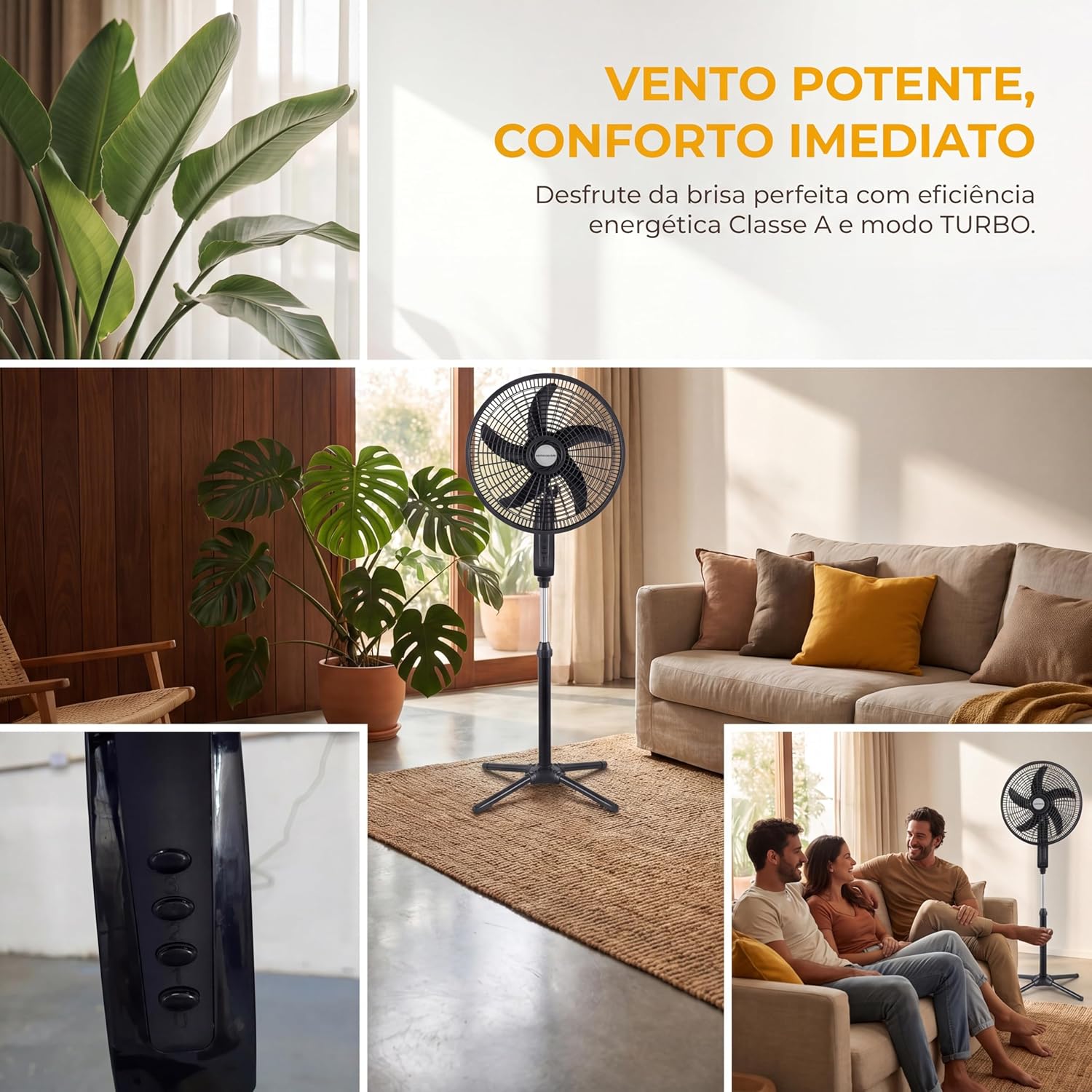HEPTA WORLD Ventilador de Coluna, Resfriamento, Silencioso, Design Slim para Casa Escritório (PRETO, 220V, 101)