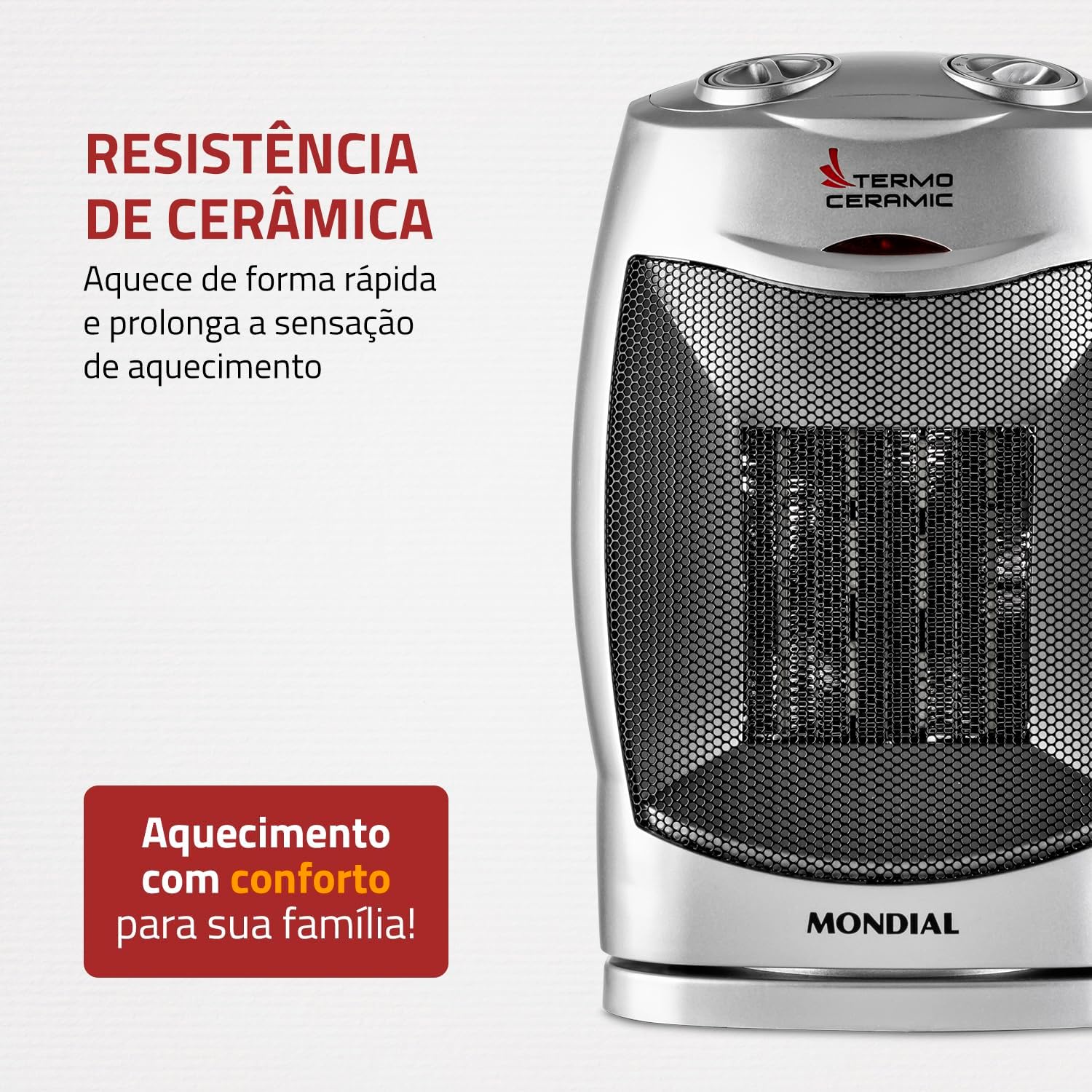 Aquecedor Termo Ceramic, Mondial, Preto/Prata, 1500W, 110V - A-05