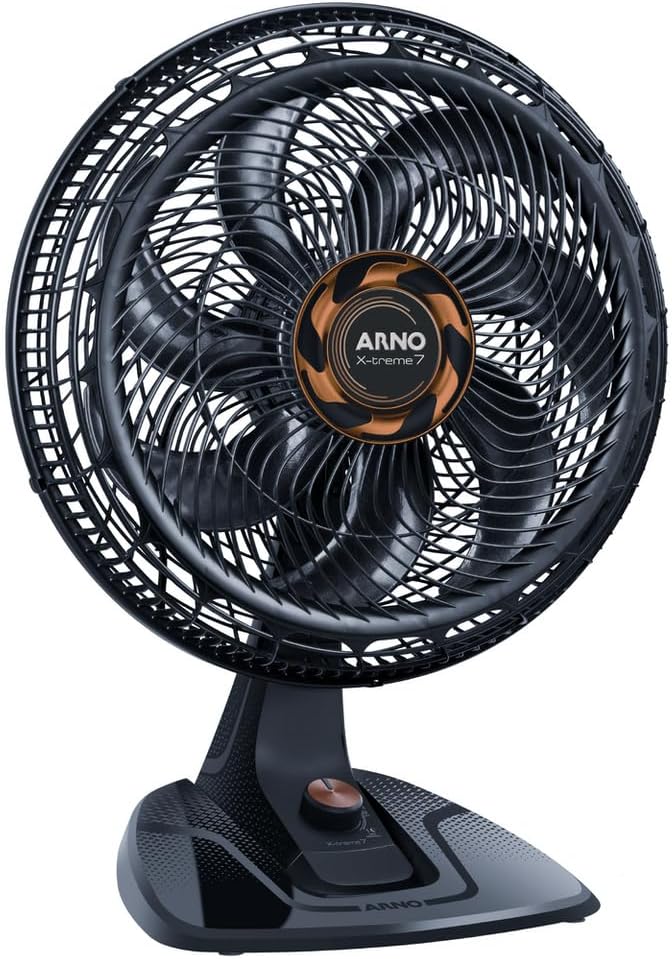 Ventilador de Mesa Arno X-TREME 7 Cinza 40cm VE71, 150W, 7 Pás, 3 Velocidades, Oscilação 80º, Power Zone, Modo Noturno Silencioso, 220V