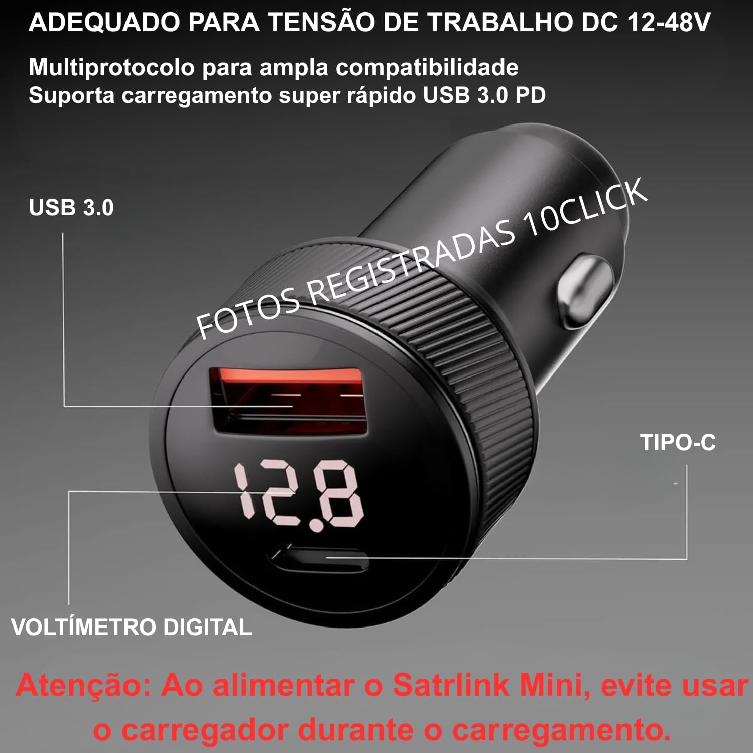 Cabo Veicular Starlink Mini Carro 12v/24v De Carregamento 3 em 1 DC 100W 2 metros Vedação Original Alimentacao Energia Para Ligar No Isqueiro Carregar Pino P4 Caminhão Carro Motorhomes Barcos 10CLICK®