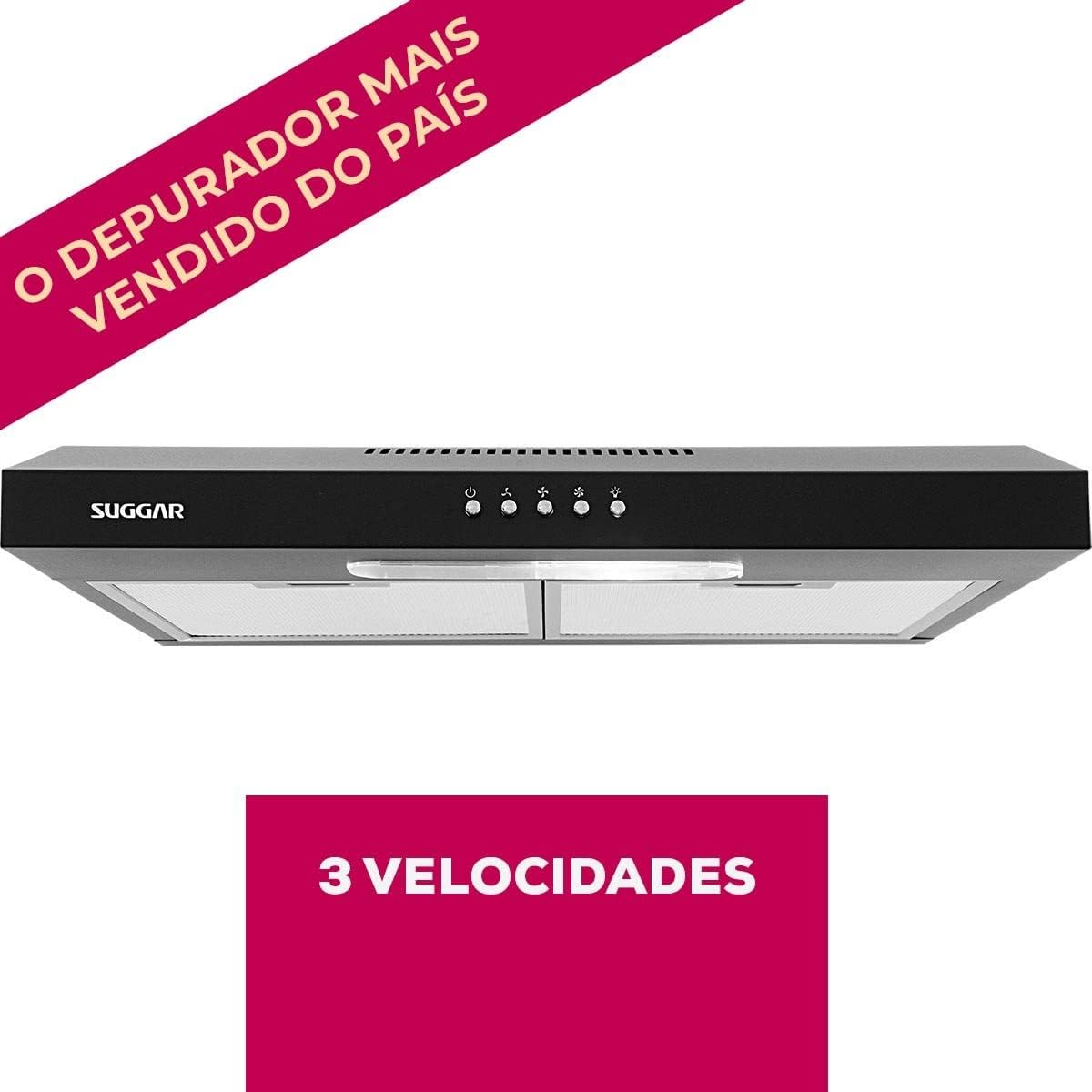 SUGGAR DEPURADOR DE AR SLIM 60CM 3 VEL. PRETO 110V DPS161PT