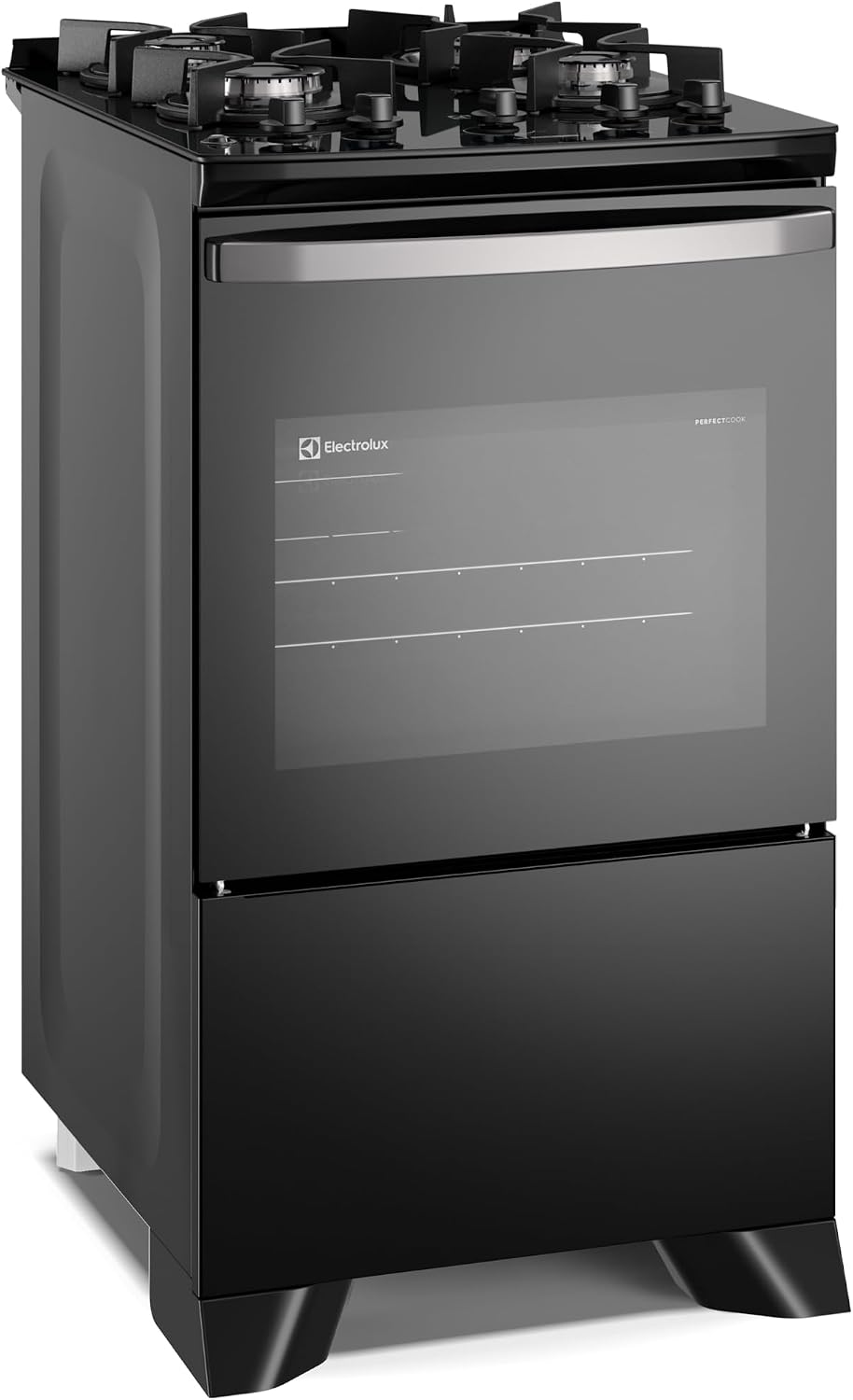 Electrolux Fogão 4 bocas Electrolux Preto Efficient Mesa Vidro, Tripla Chama e PerfectCook (FE4GB) Bivolt