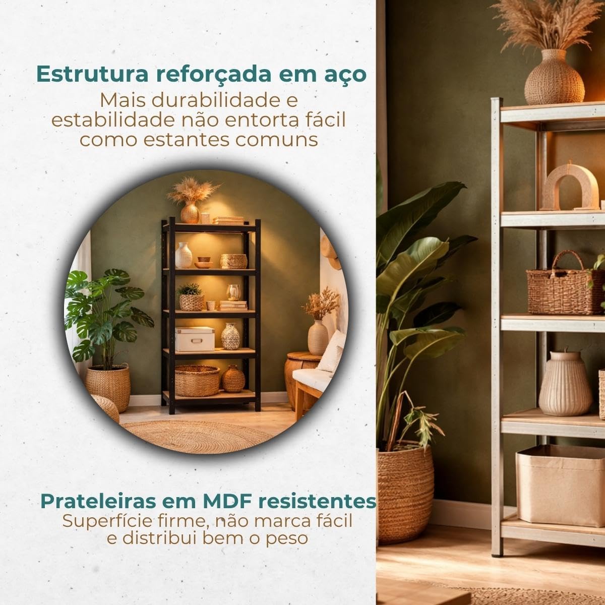 Estante Aço Galvanizado 5 Prateleiras Mdf Até 375kg 180cm X 60cm X 30cm: Escritório, Prateleira para Livros e Estante Organizadora Multiuso para Cozinha, Sala, Sapateira