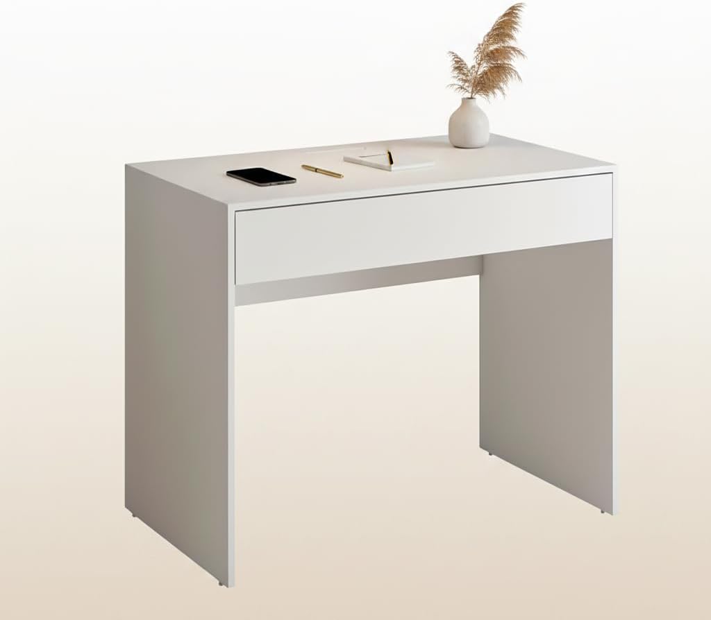 Escrivaninha Multifuncional com Gaveta Mesa Compacta para Quarto (BRANCO)