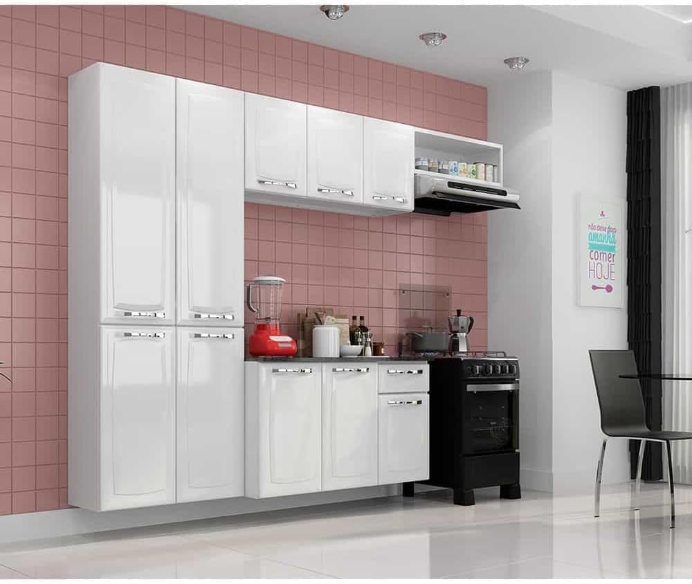 Armário de Cozinha Compacta Itatiaia Amanda Aço com Balcão 10 Portas 1 Gaveta