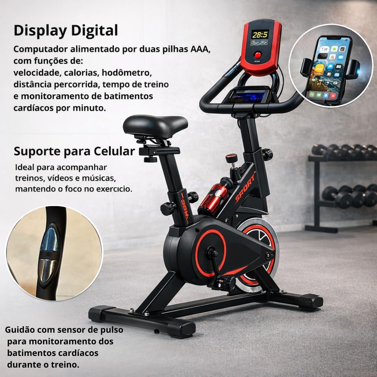 Bike Ergometrica Bicicleta Ergometrica Bike Spinning Silenciosa Vertical Modelo Premium